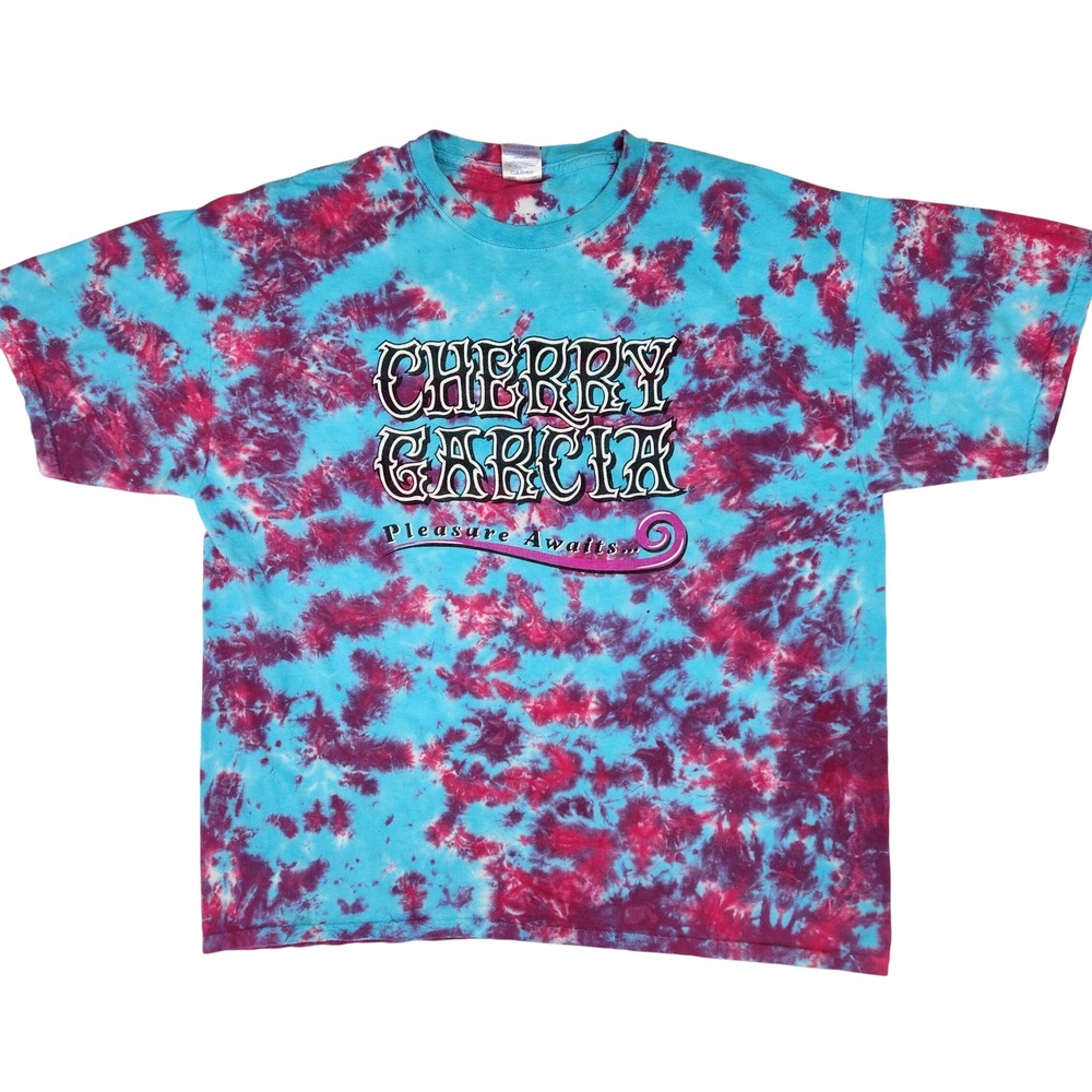 Ben & Jerry's Cherry Garcia Tie Dye T-Shirt XL Blue Pink Gildan Ultra Cotton